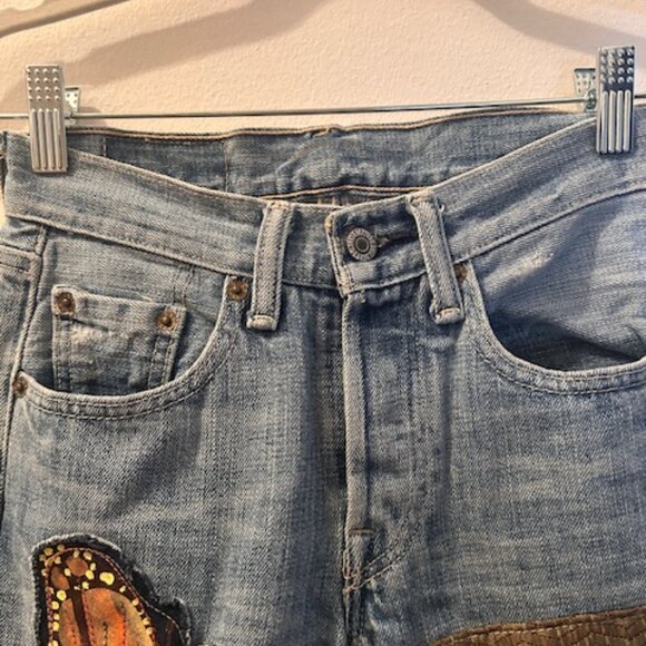 Free People Levi's RIALTO Jean Project The Evie Patchwork Butterfly Jean NEW 26 - Picture 4 of 16